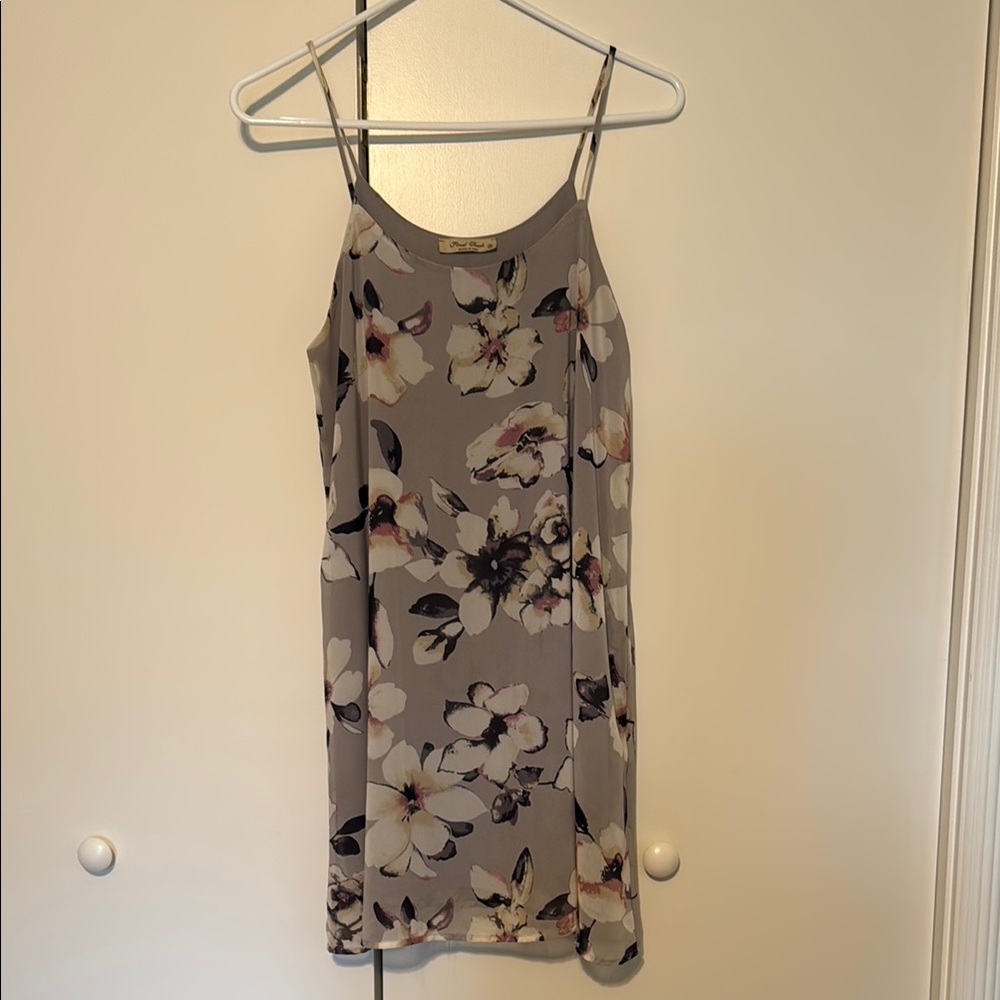 Floral Slip Dress in Gray and White